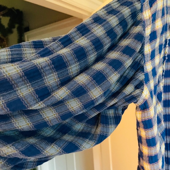 RESERVED!!! Free people Solstice Plaid cotton gauze top - oversized L - Picture 6 of 8